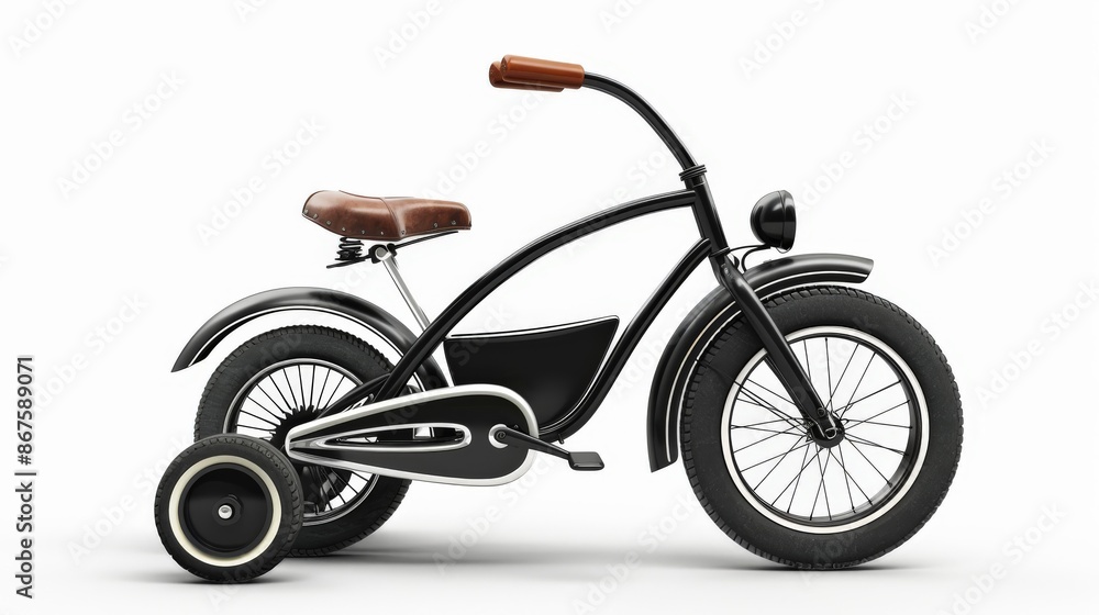 Fototapeta premium Tricycle black ornament isolated background.