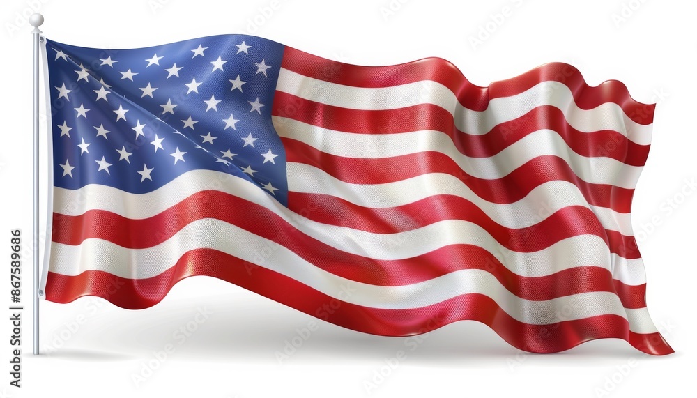 Waving American flag showcasing red and white stripes with blue field ...