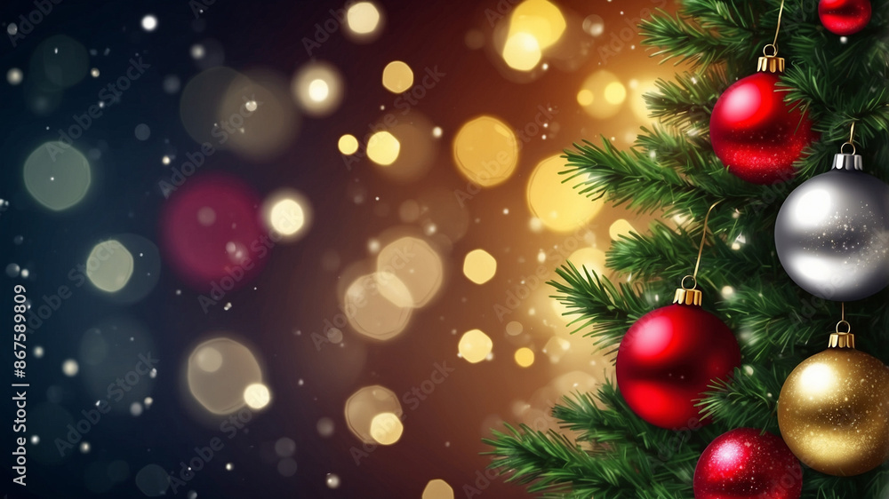 Christmas Glow Colorful Baubles on Festive Tree with Sparkling Lights background Christmas Glow Colorful Baubles on Festive Tree with Sparkling Lights background