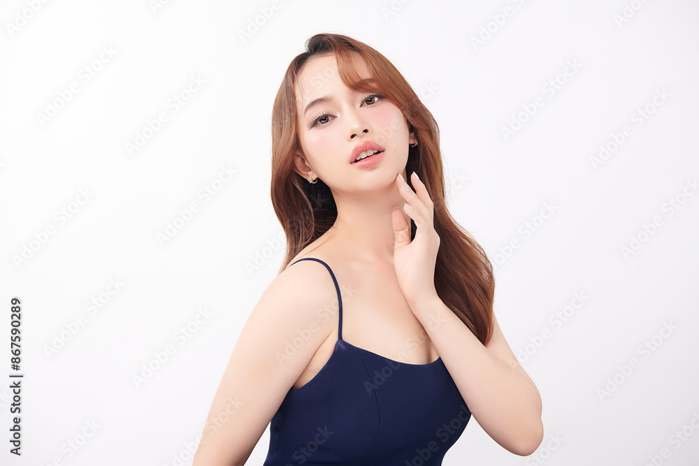 Beautiful young asian woman with clean fresh skin on white background, Face care, Facial treatment, Cosmetology, beauty and spa, Asian women portrait. Beautiful young asian woman with clean fresh skin on white background, Face care, Facial treatment, Cosmetology, beauty and spa, Asian women portrait.
