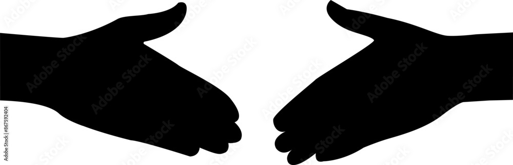 Black silhouette of two hands moving towards each other for a handshake. Vector illustration. Transparent background Black silhouette of two hands moving towards each other for a handshake. Vector illustration. Transparent background