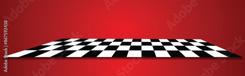 3d empty chessboard on red vector background for chess competition poster
