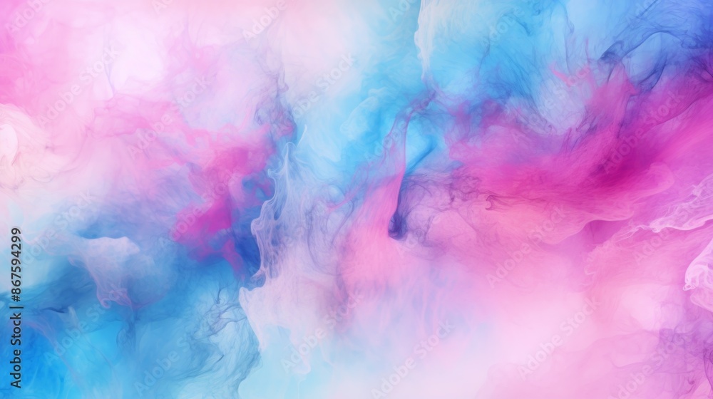 A dreamy abstract composition featuring a mesmerizing blend of pastel pink, blue, and purple smoke clouds, evoking a sense of mystery and serenity through its flowing forms. A dreamy abstract composition featuring a mesmerizing blend of pastel pink, blue, and purple smoke clouds, evoking a sense of mystery and serenity through its flowing forms.