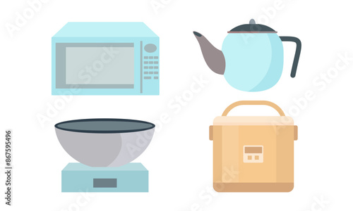 Set of kitchen equipment icon logo