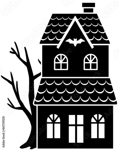 Halloween haunted house silhouette vector