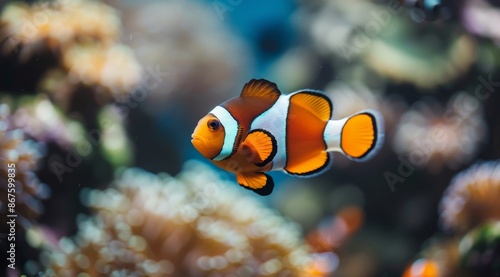 Clownfish Swimming Through Coral Reef