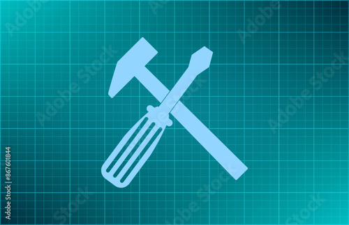 Vector illustration on blue background.