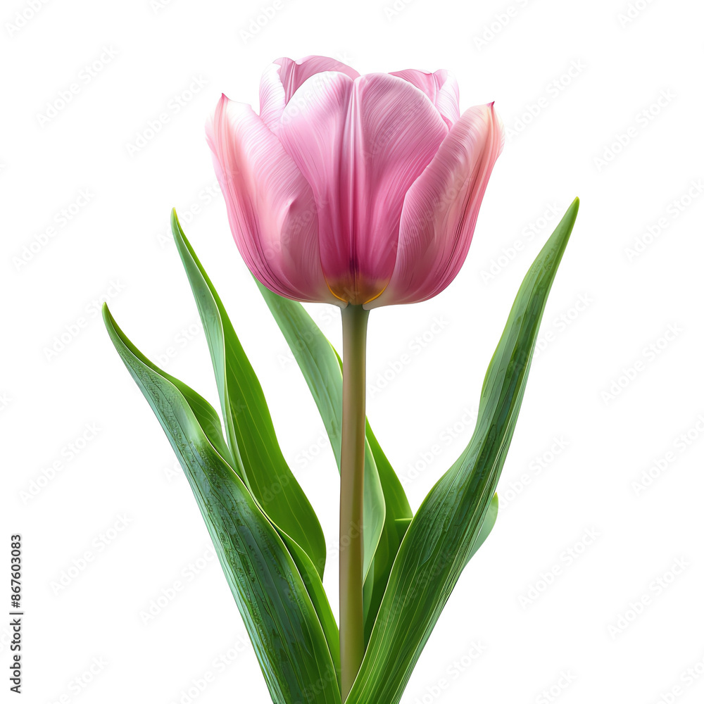 Fototapeta premium Pink tulip isolated on black background. isolate on white background