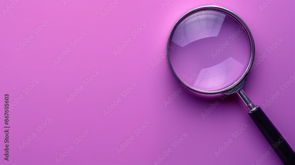 Magnifying Glass on Purple Background Magnifying Glass on Purple Background