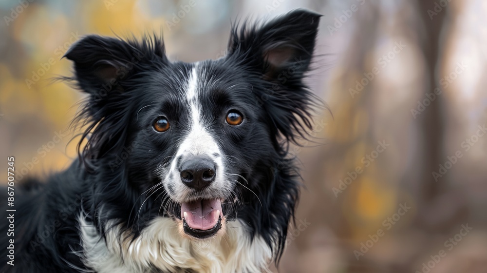 a black and white dog is looking at the camera a black and white dog is looking at the camera