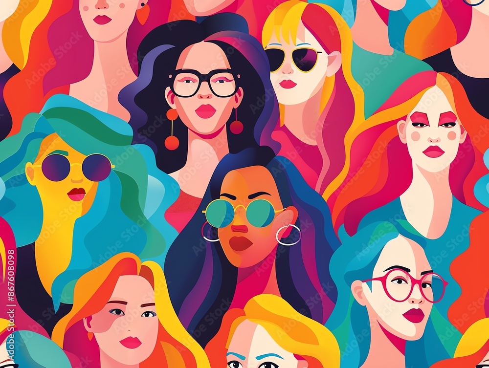 A vibrant illustration of diverse women's faces in a colorful pattern, symbolizing inclusivity and female empowerment. A vibrant illustration of diverse women's faces in a colorful pattern, symbolizing inclusivity and female empowerment.