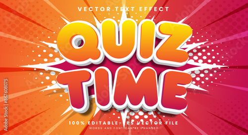 Quiz Time 3d Editable Text Effect Template suitable for Cartoon Style