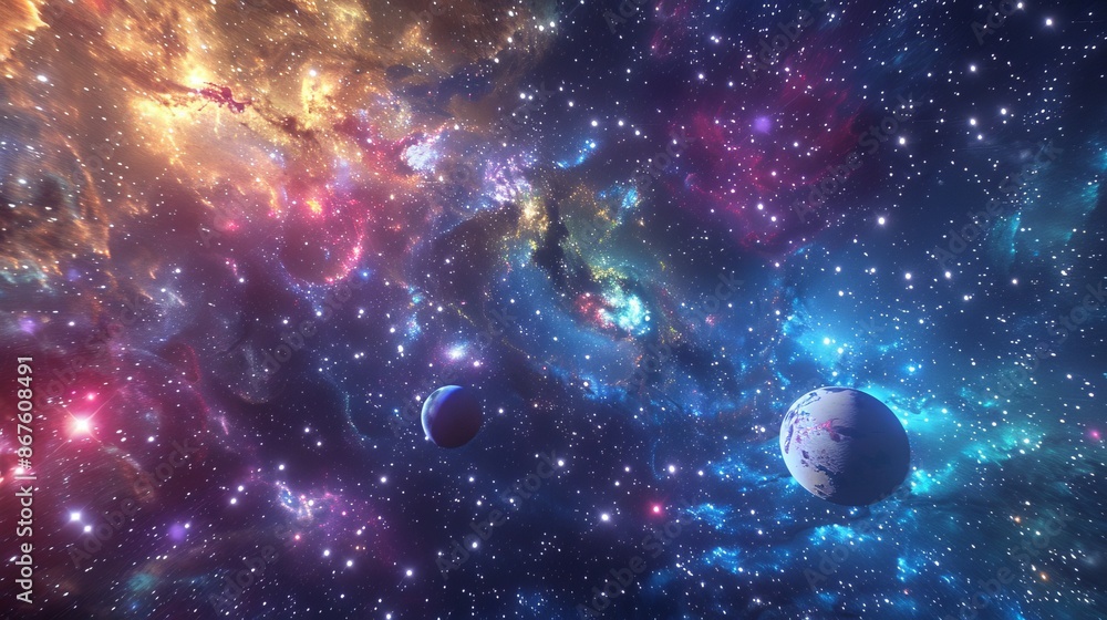 Vibrant 3d space background with cosmic nebula and galactic stars, futuristic sci-fi concept for digital art and space exploration designs Vibrant 3d space background with cosmic nebula and galactic stars, futuristic sci-fi concept for digital art and space exploration designs