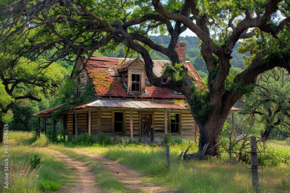 Farmhouse Old. Abandoned Rural House in Green Countryside Farmhouse Old. Abandoned Rural House in Green Countryside