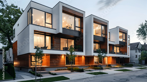 contemporary modular homes with sophisticated architectural elements, high-end row houses showcasing stunning exteriors for urban living