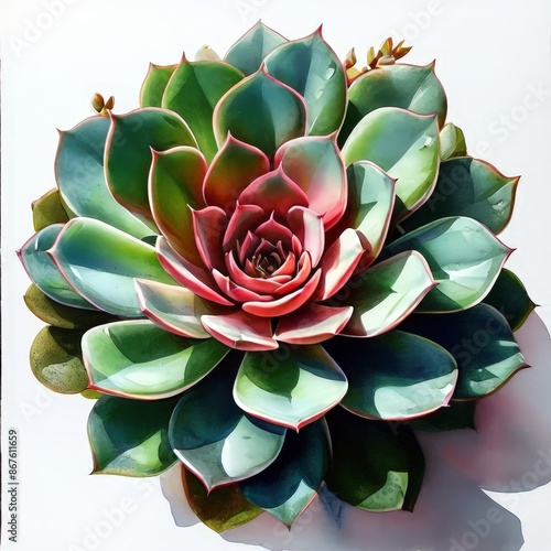 A graptosedum plant watercolor on white background. photo