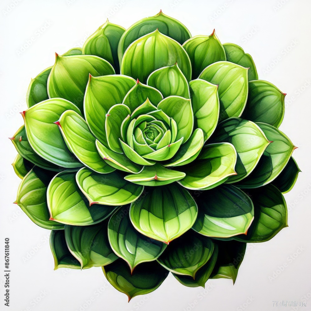 Obraz premium A aeonium plant watercolor on white background.