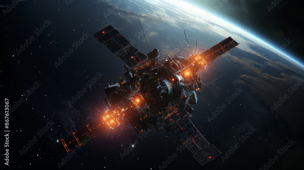 Advanced Communication Satellite in Orbit. Advanced Communication Satellite in Orbit.