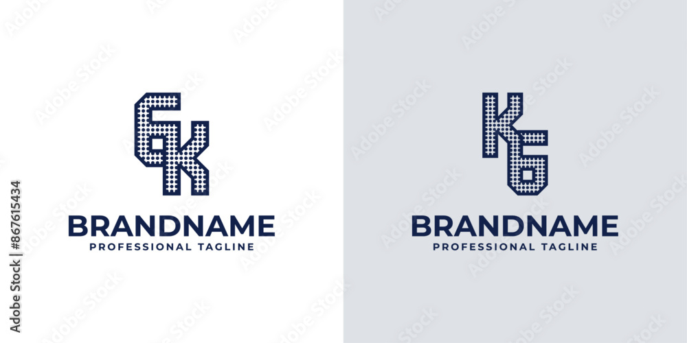 Letters GK and KG Dot Monogram Logo, Suitable for business with KG or GK initials Letters GK and KG Dot Monogram Logo, Suitable for business with KG or GK initials