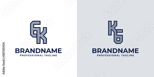 Letters GK and KG Dot Monogram Logo, Suitable for business with KG or GK initials