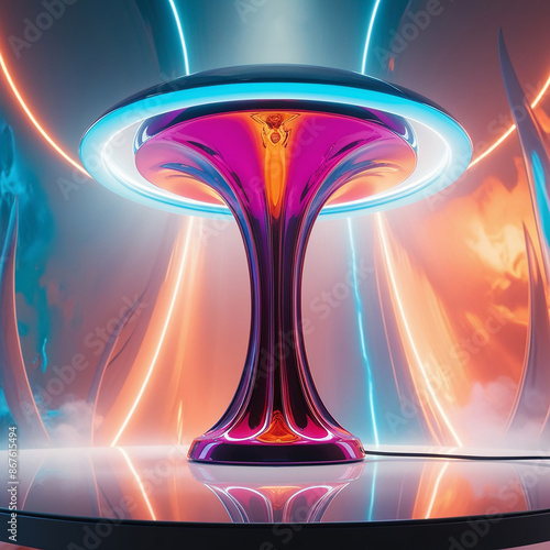 A luminous 3D render of a whimsical table lamp ai photo