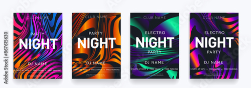 Trendy 3D Set for Hot Night Dance Party. Abstract Background Strips and Graphic Elements for Dance Party, Disco, Club Invitations, Festival Posters, and Flyers. Modern Music Festival Vector Illustrati