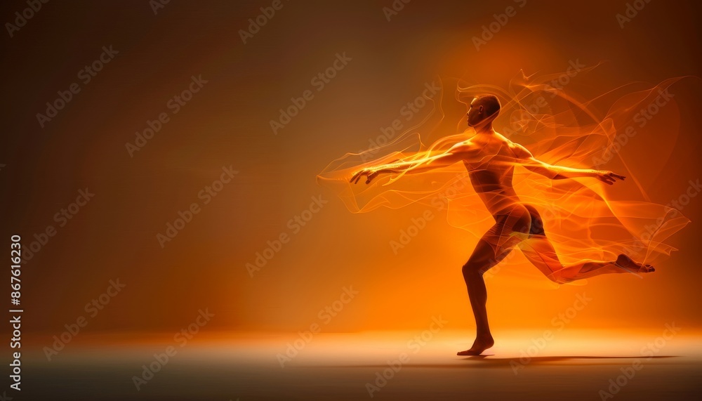 Man in Fire, Abstract Dance, Orange Glow Man in Fire, Abstract Dance, Orange Glow