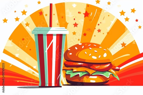 delicious classic cheeseburger with crispy golden french fries - tasty fast food combo