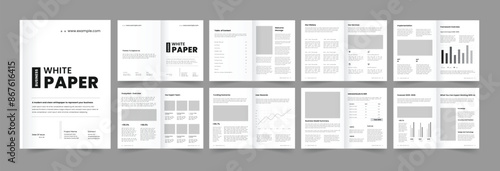 whitepaper design and 16 pages white paper layout template