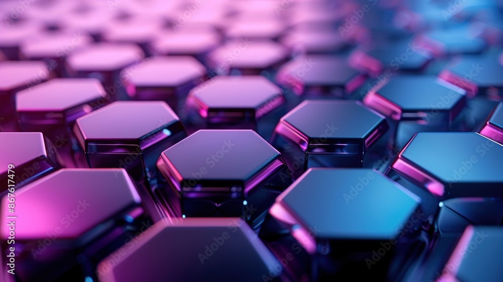 Abstract Hexagon Pattern in Neon Lights Abstract Hexagon Pattern in Neon Lights