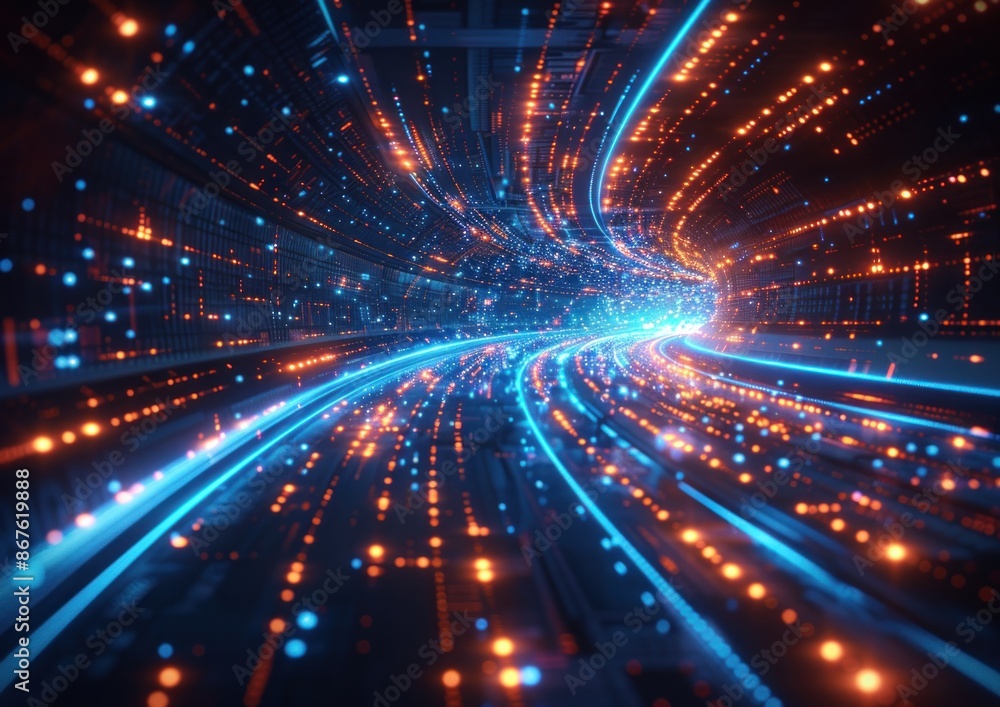 Abstract Tunnel of Digital Data and Light Abstract Tunnel of Digital Data and Light