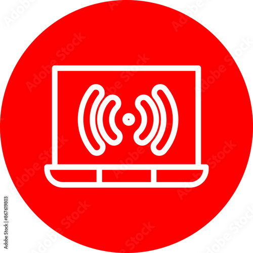Webcast Vector Line white Circle Red