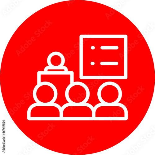 Online Seminars Vector Line white Circle Red