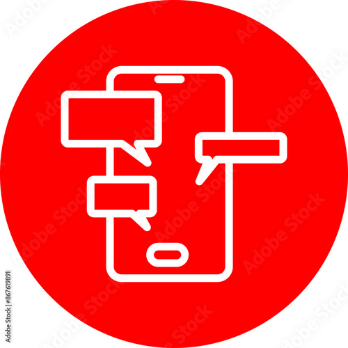 Online Discussion Vector Line white Circle Red