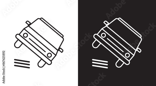 Car crash icon set. Car crash, accident of transport, line art icon set. Broken vehicle. Auto crash signs Vector
