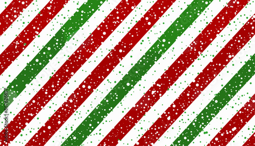 Christmas diagonal striped red and green lines with snow texture on white background, Vector, holiday celebration festive season greetings winter december,