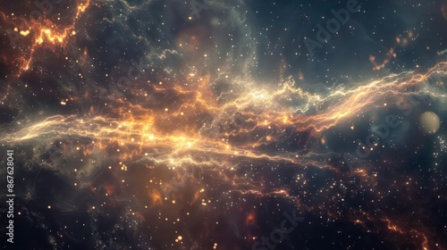 A mysterious, glowing cosmic veil in deep space., image of galaxy universe space beautiful like magic in dream.