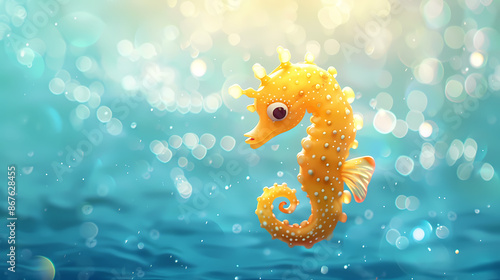 Seahorse swimming in the sea photo