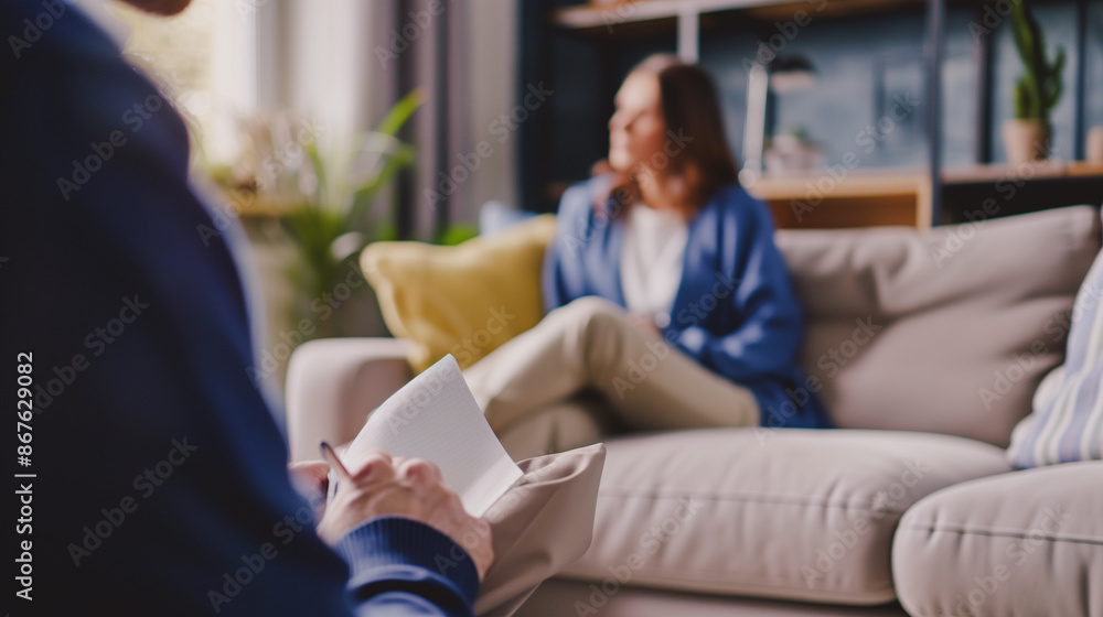 Therapist providing psychological help to female patient. Treatment of emotional and mood disorders Therapist providing psychological help to female patient. Treatment of emotional and mood disorders