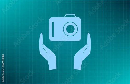 Vector illustration on blue background.