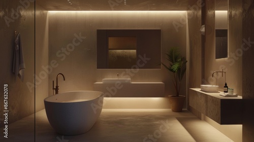 Wallpaper Mural Modern Bathroom With Freestanding Tub and Minimalist Design Torontodigital.ca