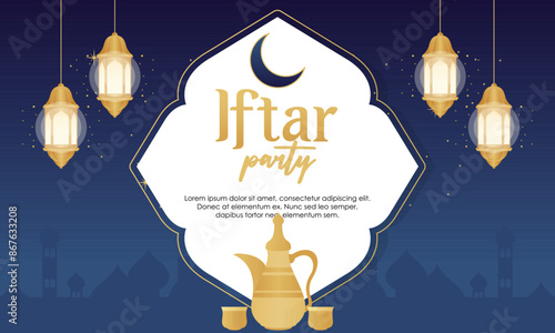 Iftar party celebration concept flyer vector illustration