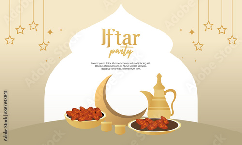Iftar party celebration concept flyer vector illustration