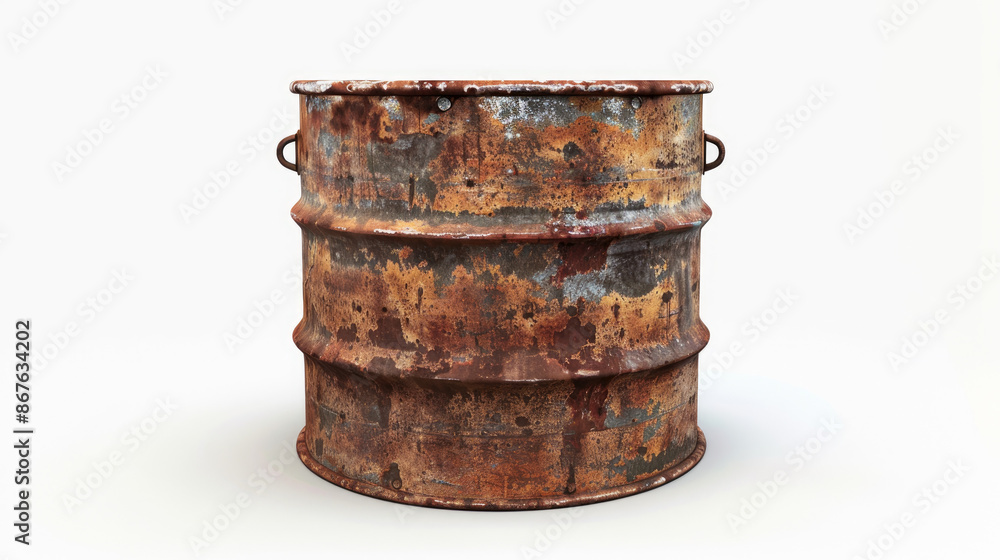 An old, rusty barrel filled with fuel or crude oil, isolated on a background. An old, rusty barrel filled with fuel or crude oil, isolated on a background.
