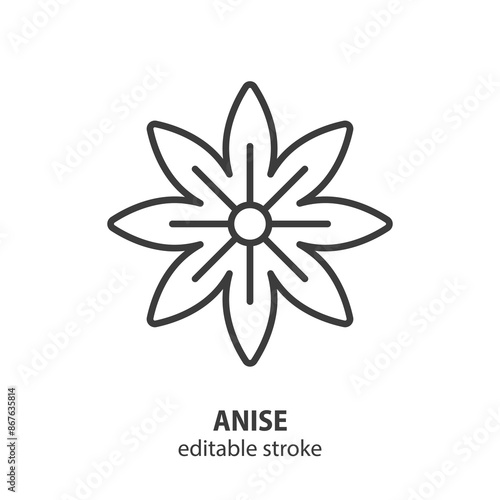 Star anise line icon. Spice vector illustration. Editable stroke.