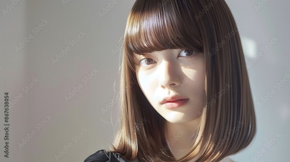 Fototapeta premium 清楚できれいな女性のお顔と背景
