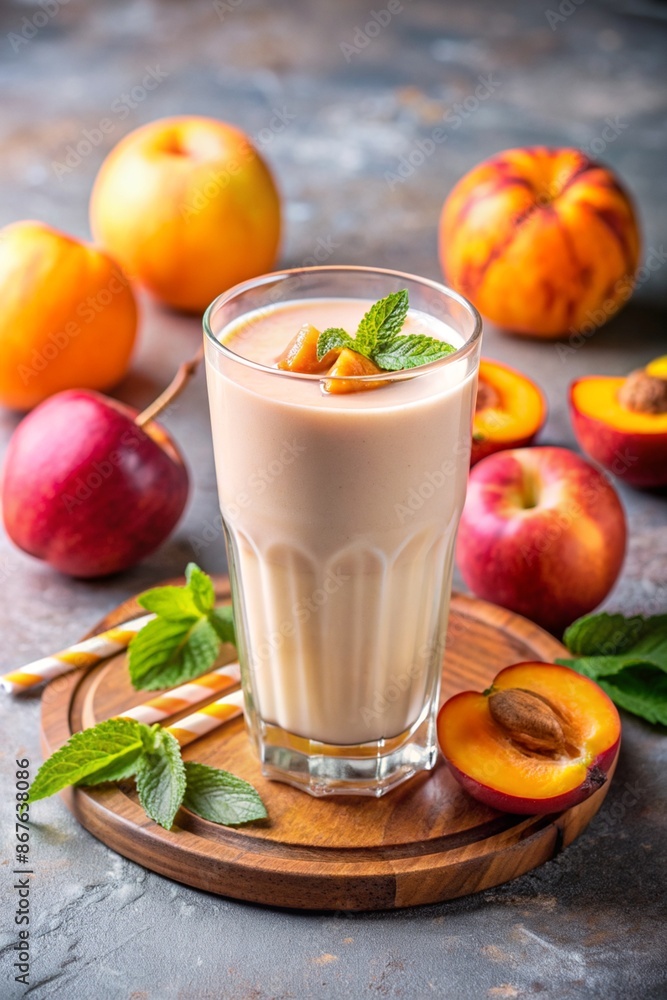 Protein shake with peach milkshake Protein shake with peach milkshake