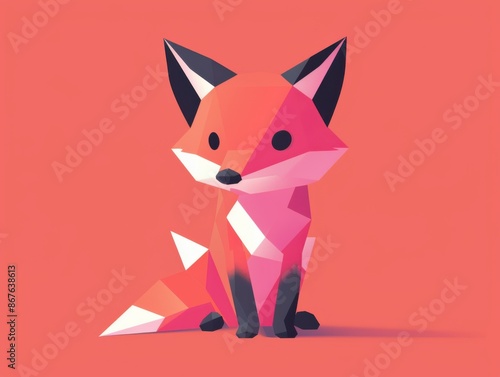 Geometric colorful fox illustration, Fox Logo © Sergey