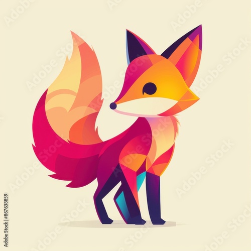 Geometric colorful fox illustration, Fox Logo