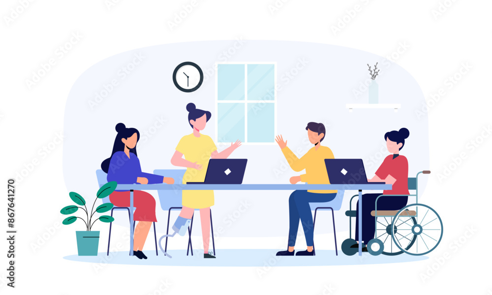 Business inclusive meeting with diversity concept illustration Business inclusive meeting with diversity concept illustration